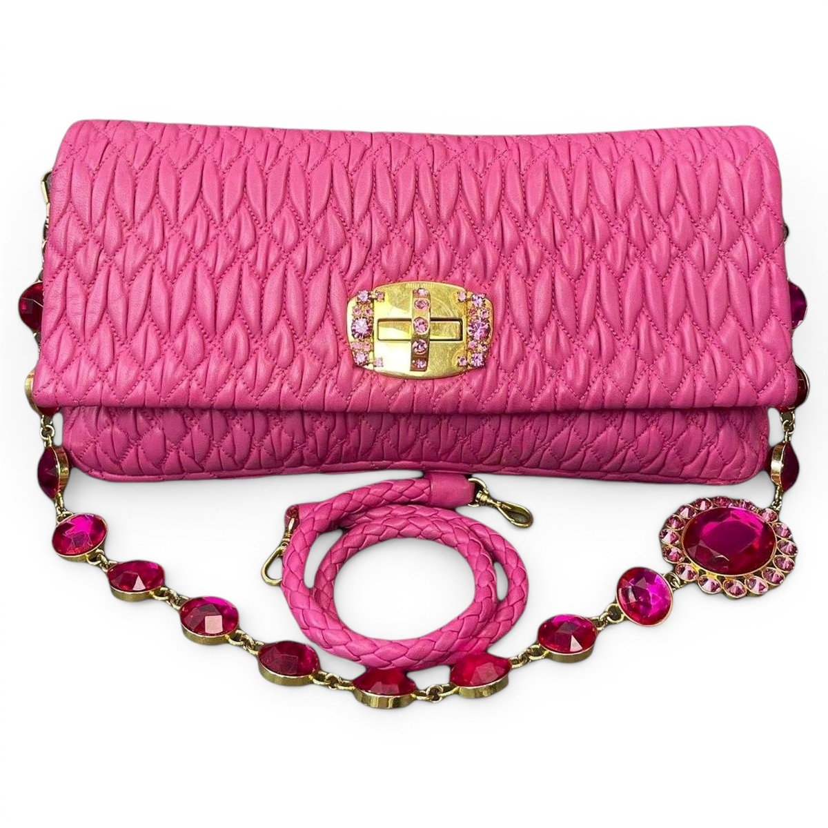Miu Crystal leather handbag