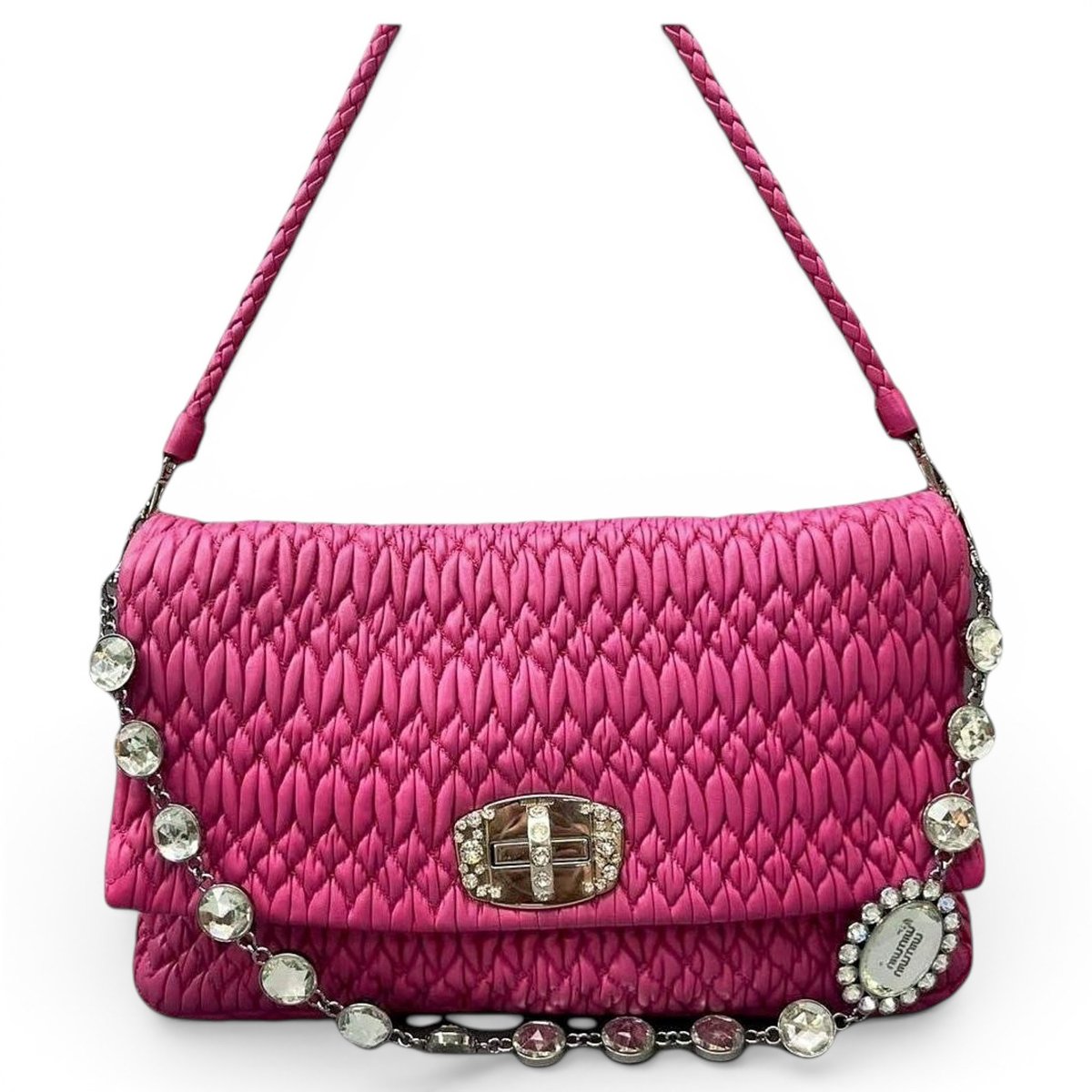 Miu Crystal leather handbag