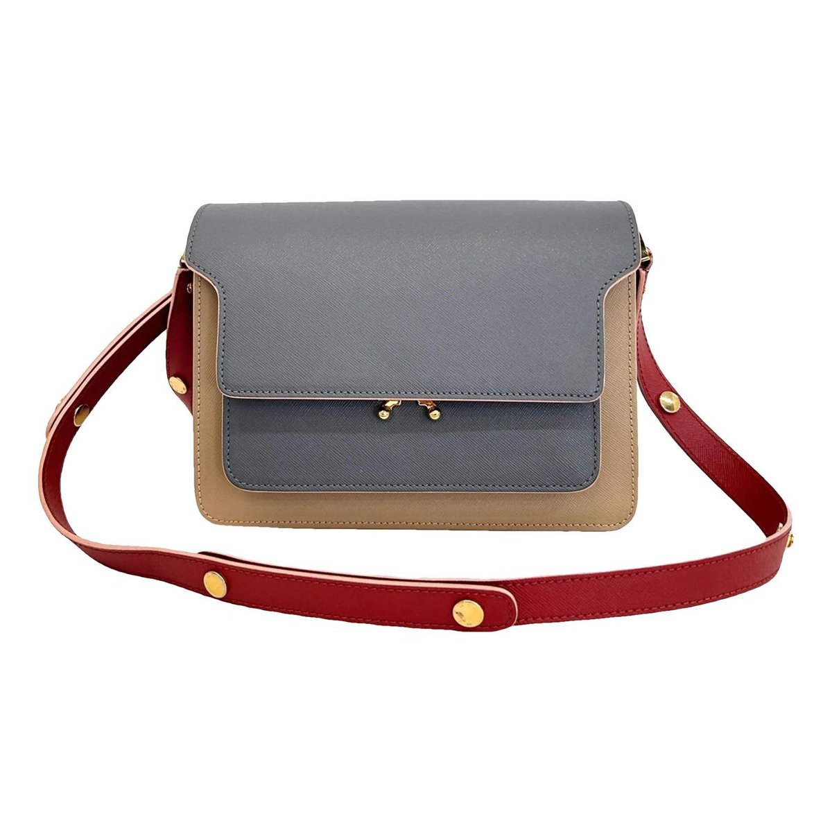 Trunk leather crossbody bag