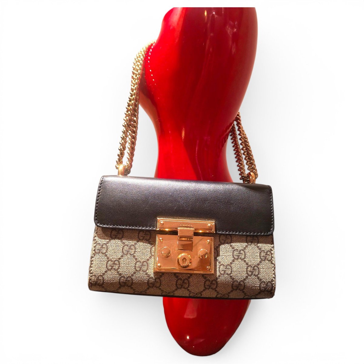 Padlock leather crossbody bag