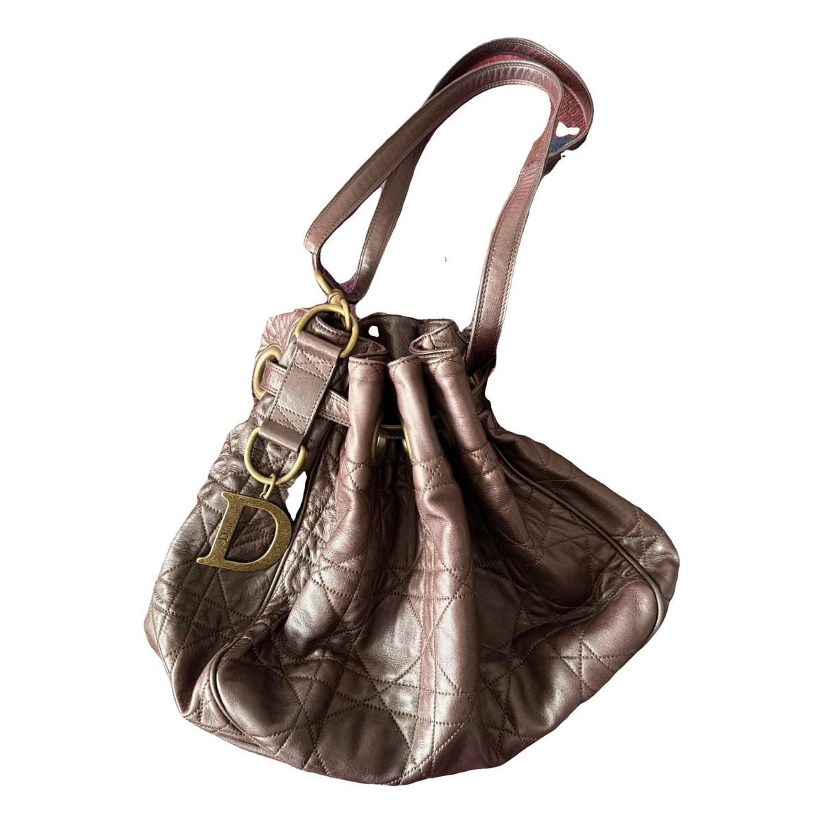 Drawstring leather handbag