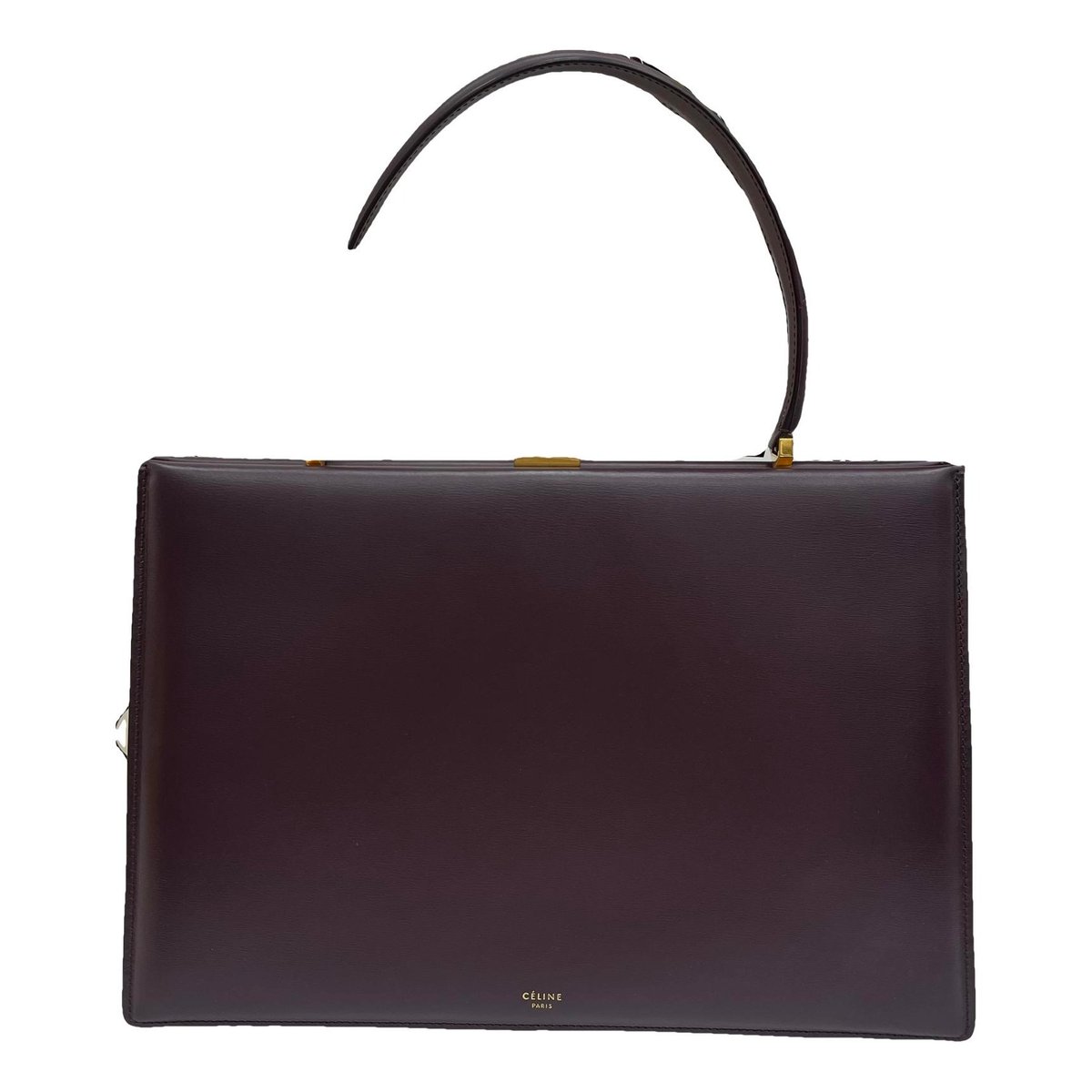 Clasp leather handbag