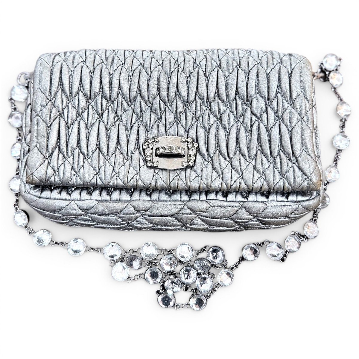 Miu Crystal leather handbag