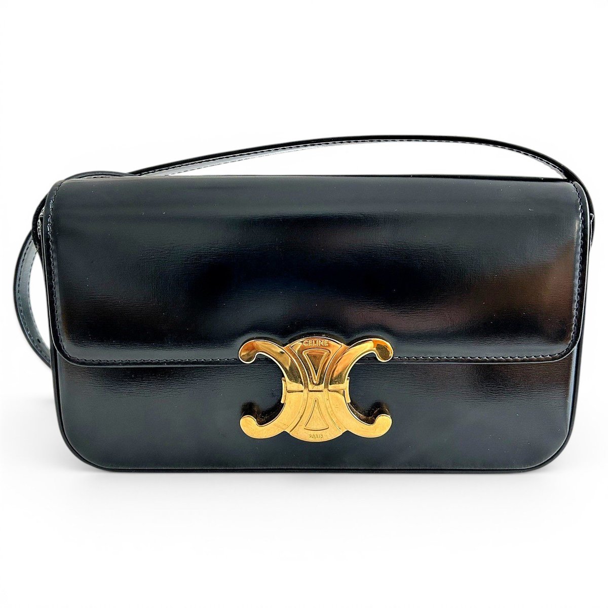 Triomphe chain leather handbag