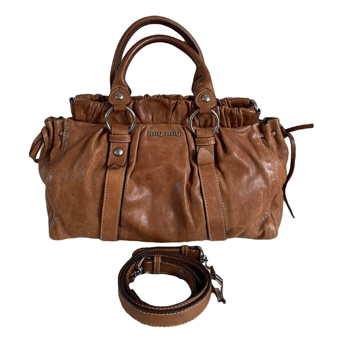 Bow bag leather handbag