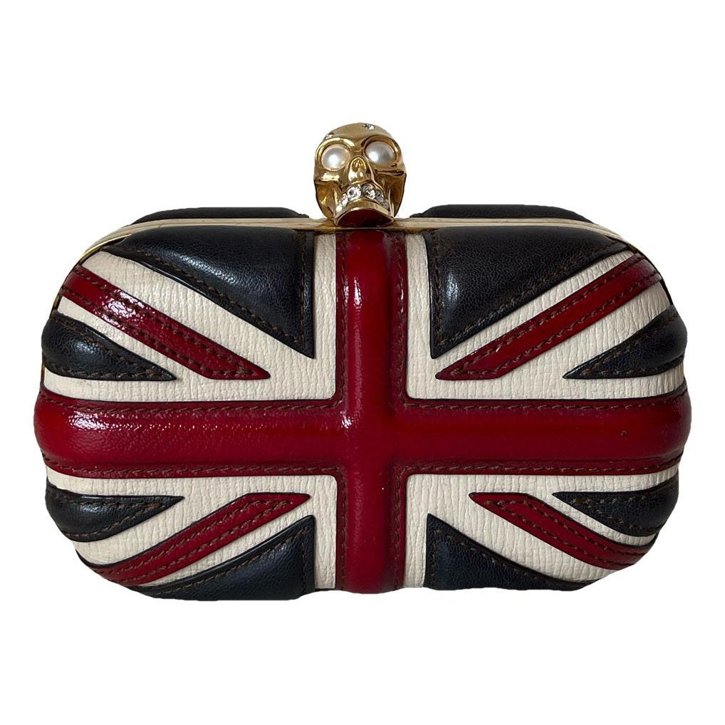 Skull leather clutch bag