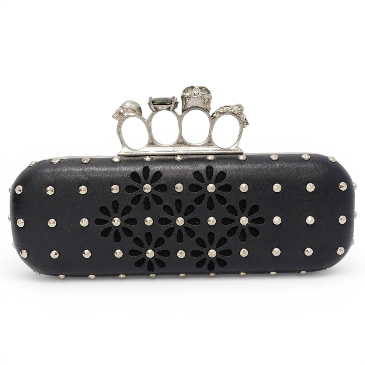 Knuckle leather clutch bag