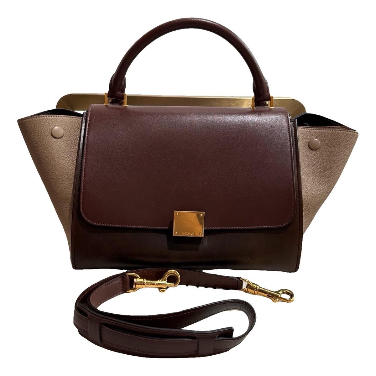 Trapèze leather handbag