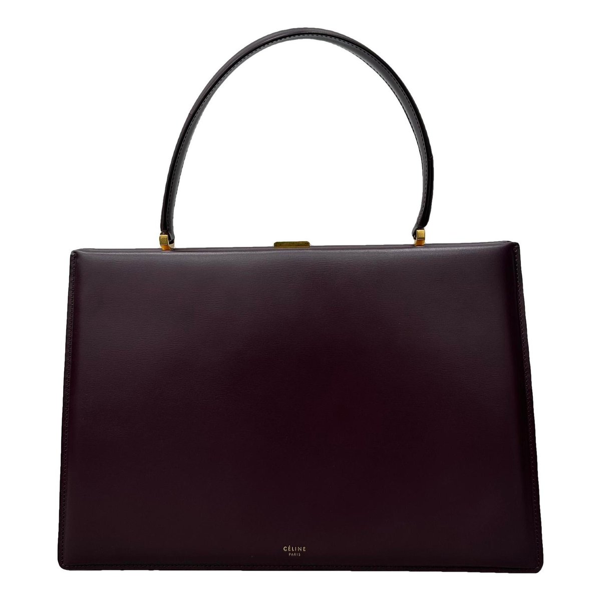 Clasp leather handbag