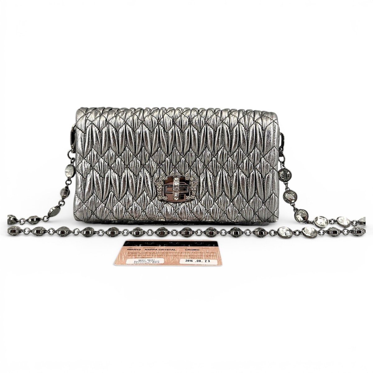 Miu Crystal leather handbag