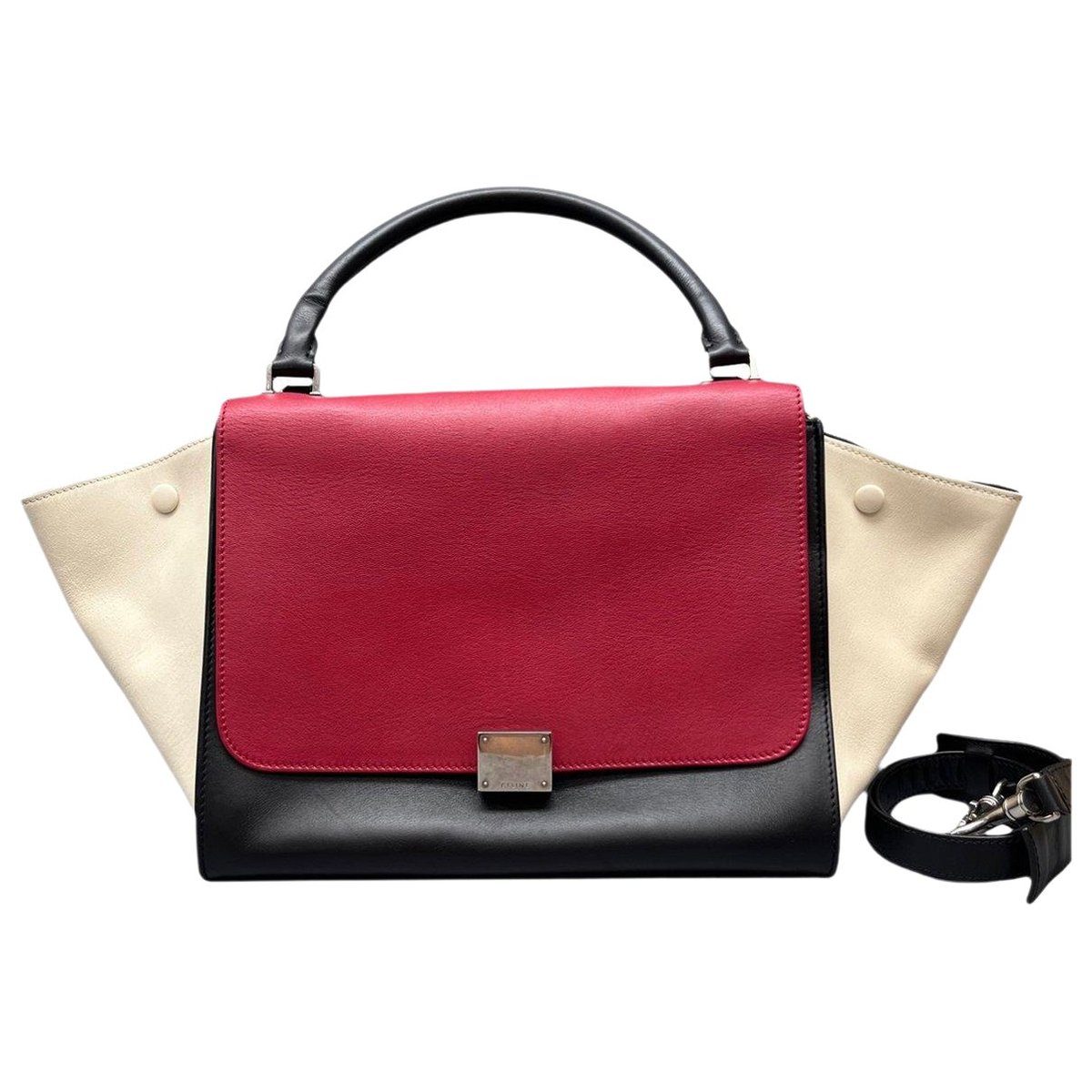 Trapèze leather handbag