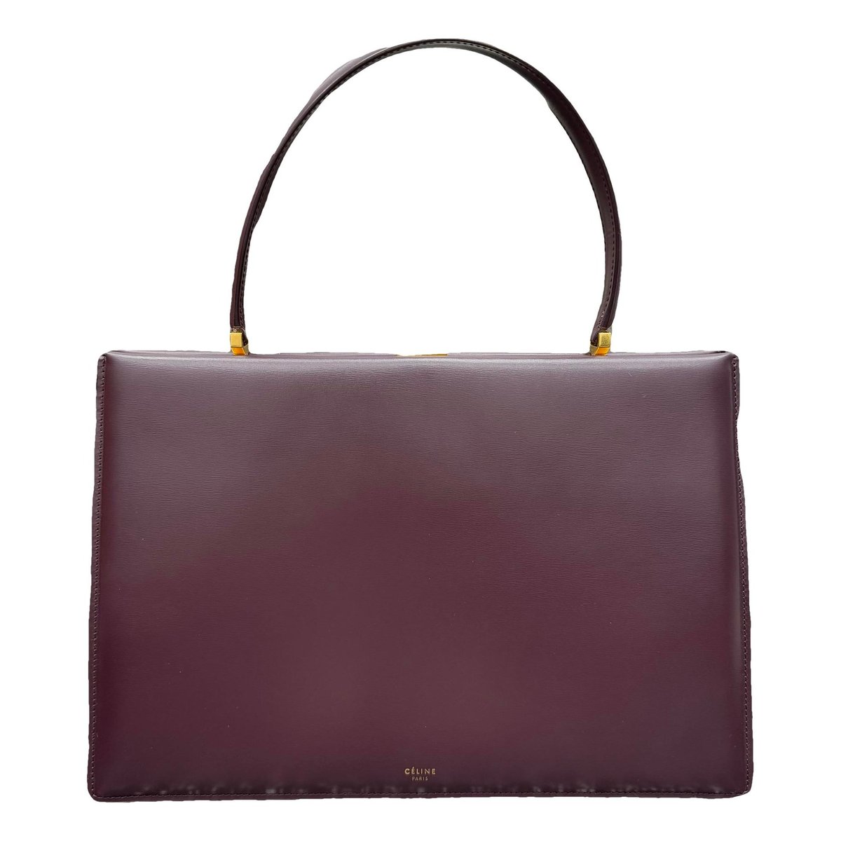 Clasp leather handbag