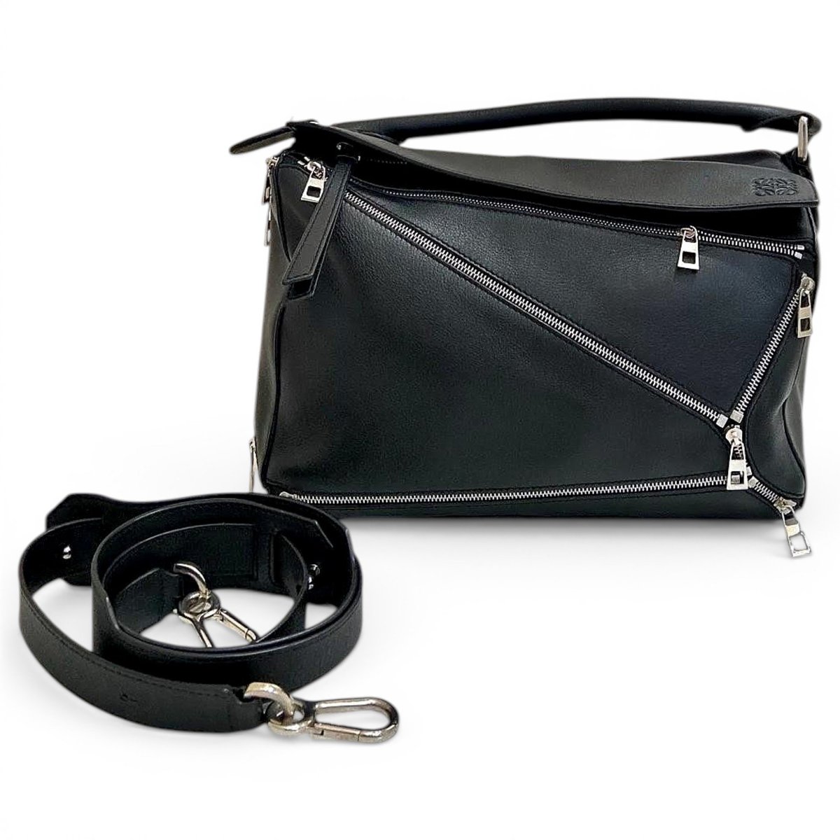 Puzzle leather handbag