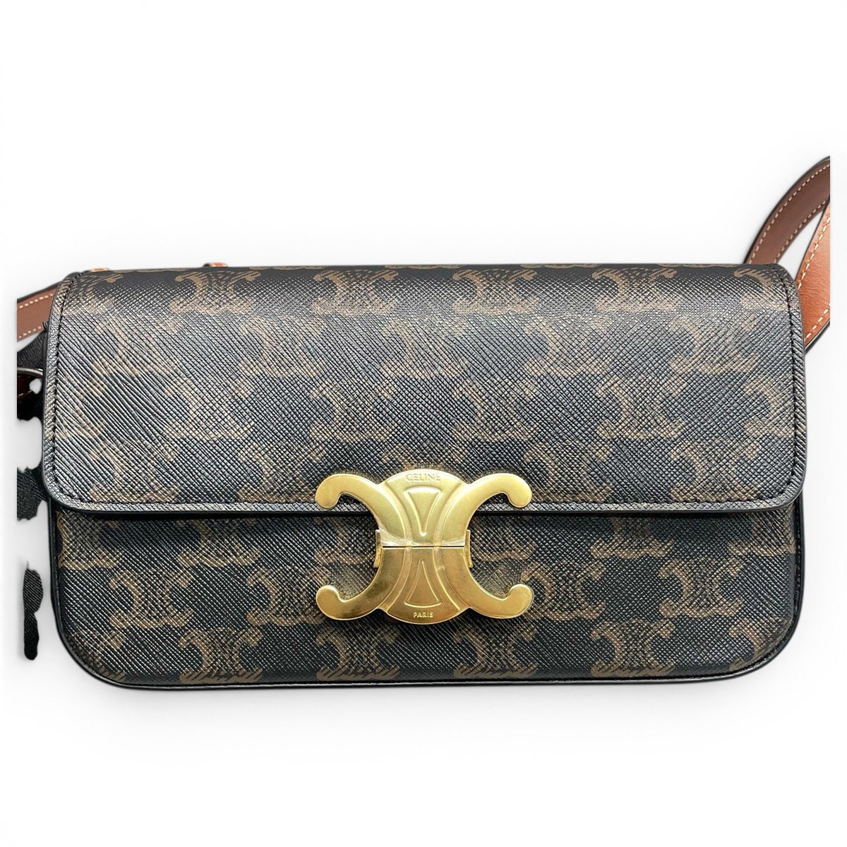 Triomphe chain leather handbag