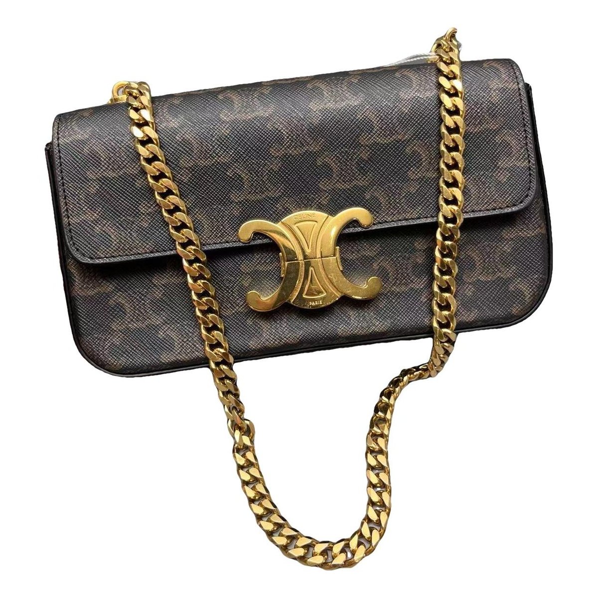 Triomphe chain leather handbag