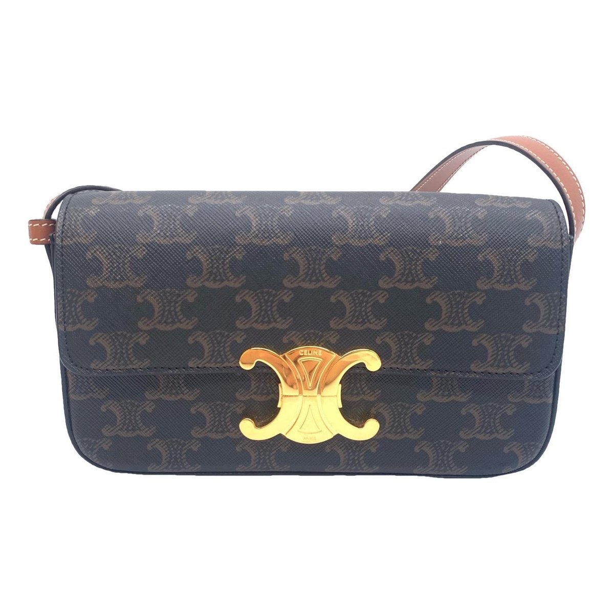 Triomphe chain leather handbag