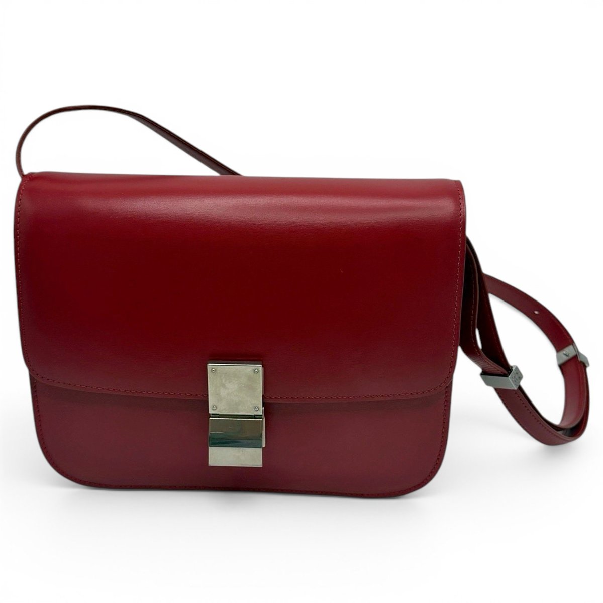 Clasp box leather handbag