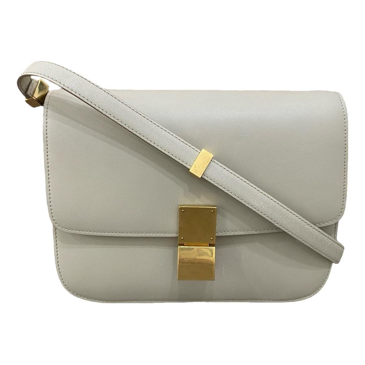 Clasp box leather handbag