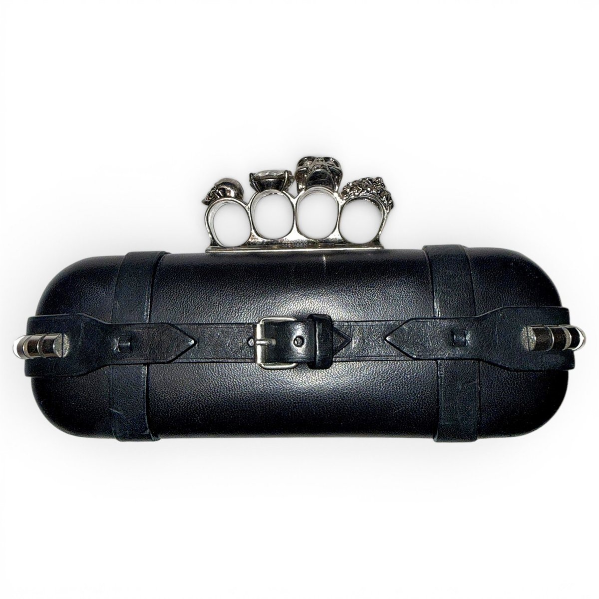 Knuckle leather clutch bag