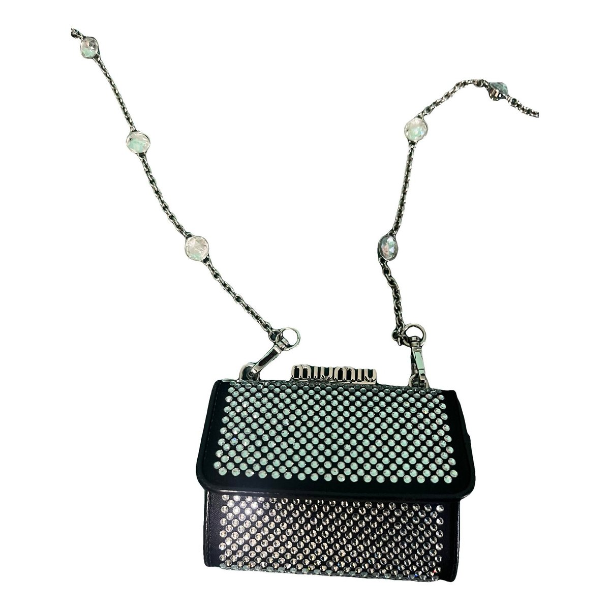 Miu Crystal leather clutch bag
