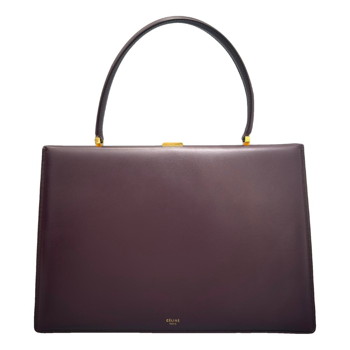 Clasp leather handbag
