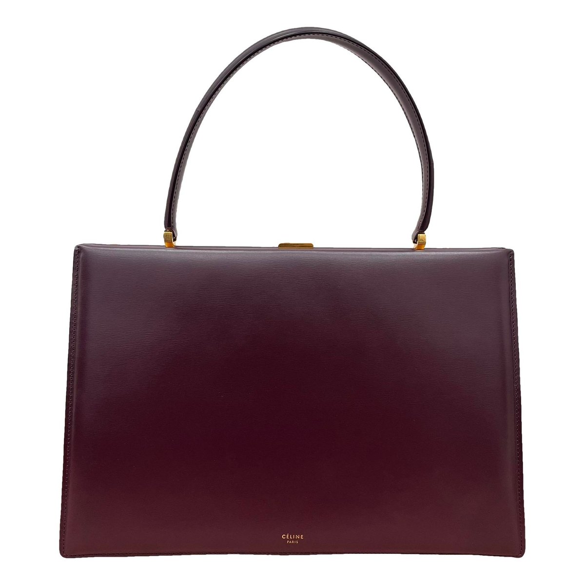 Clasp leather handbag