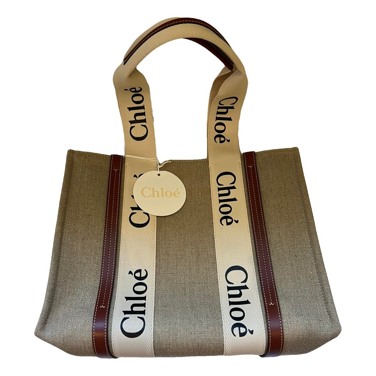 Woody linen tote