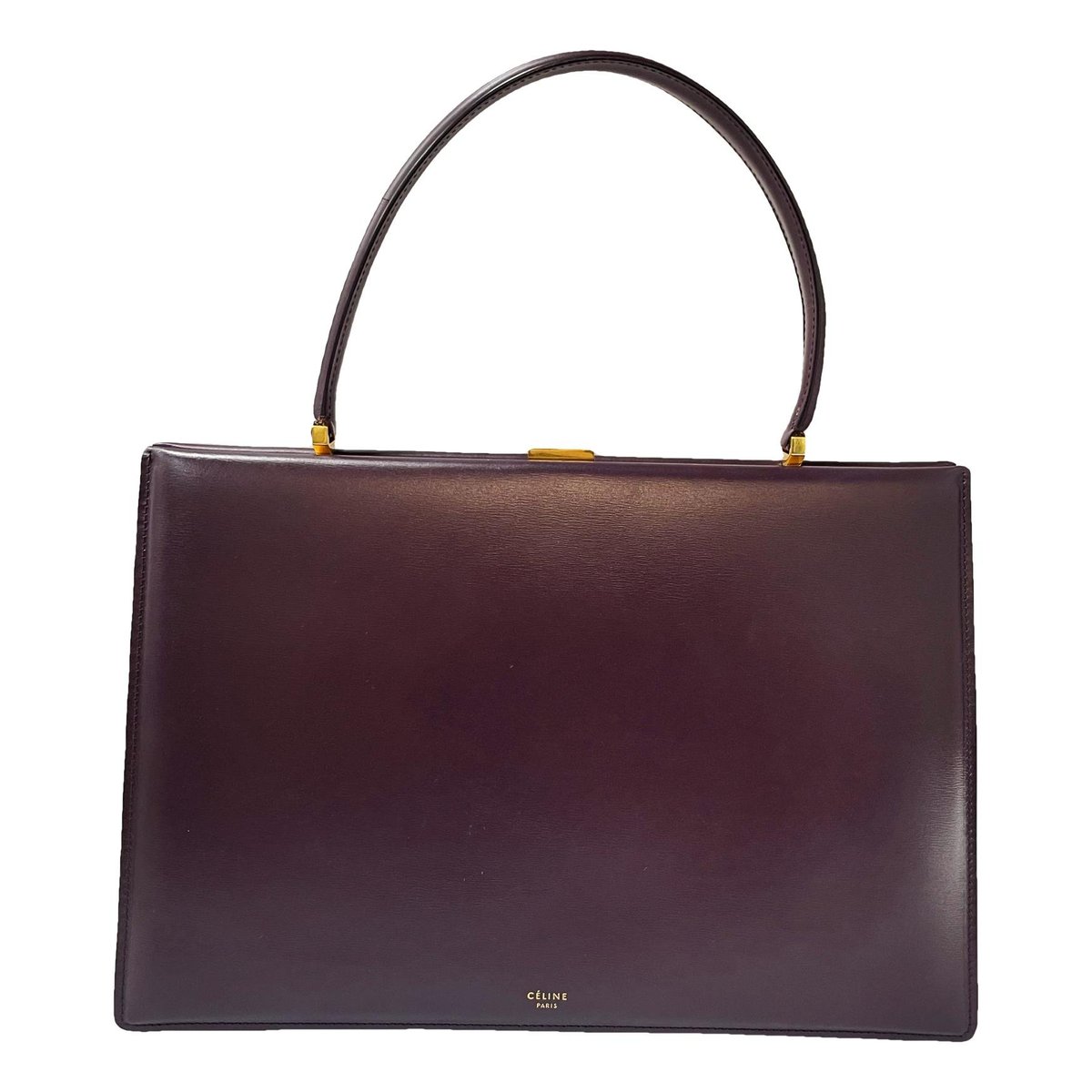 Clasp leather handbag