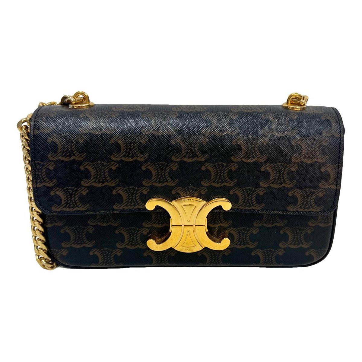 Triomphe chain leather handbag