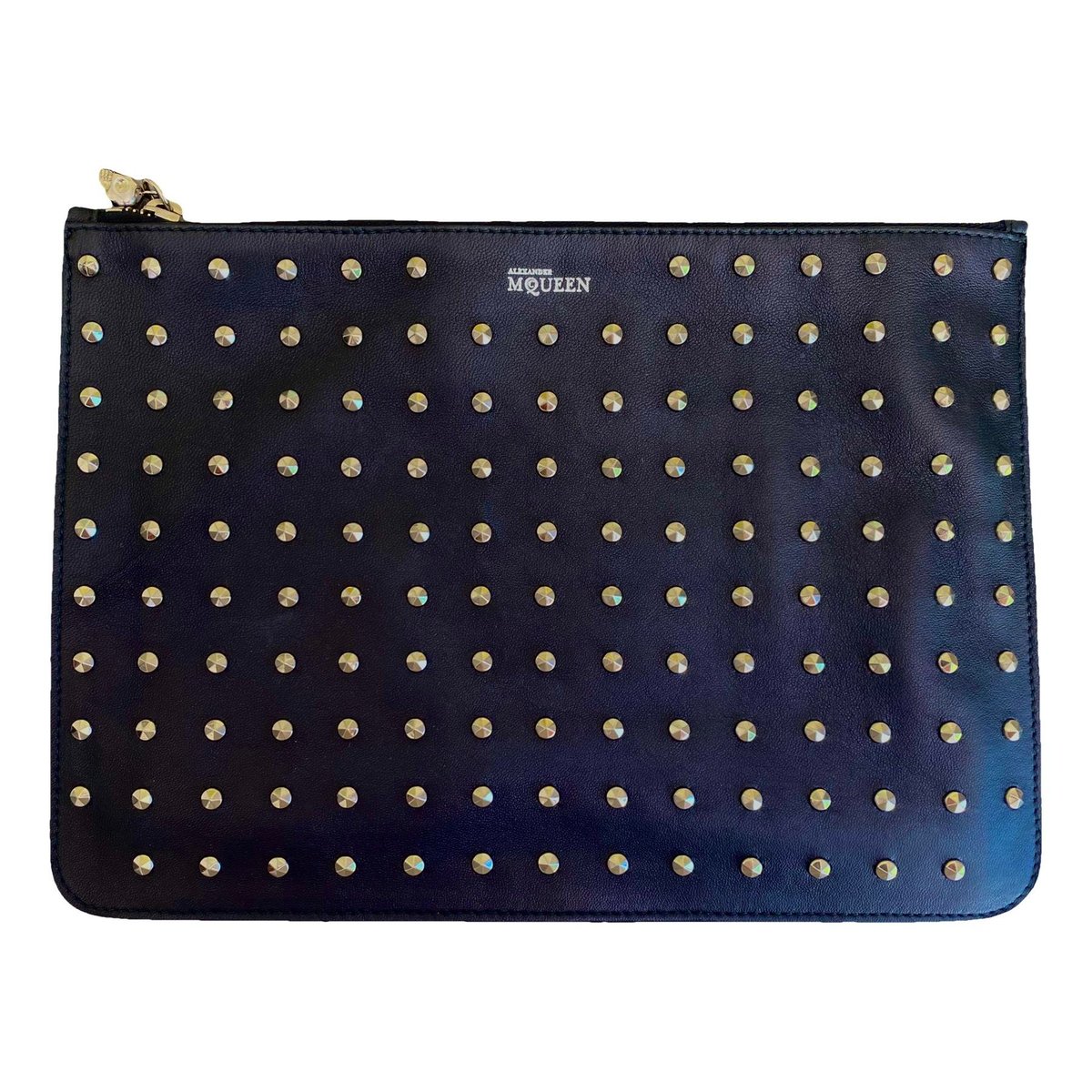 Skull leather clutch bag