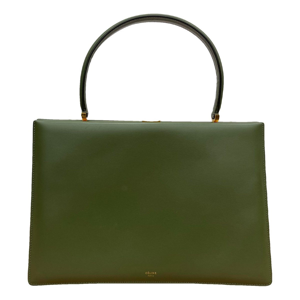 Clasp leather handbag
