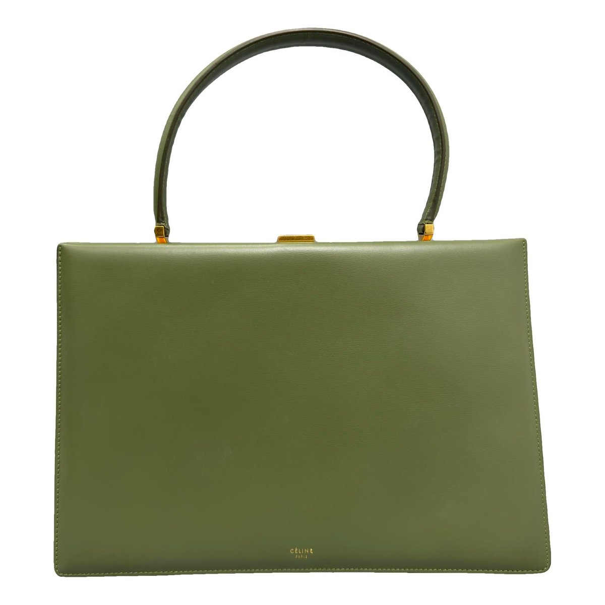 Clasp leather handbag