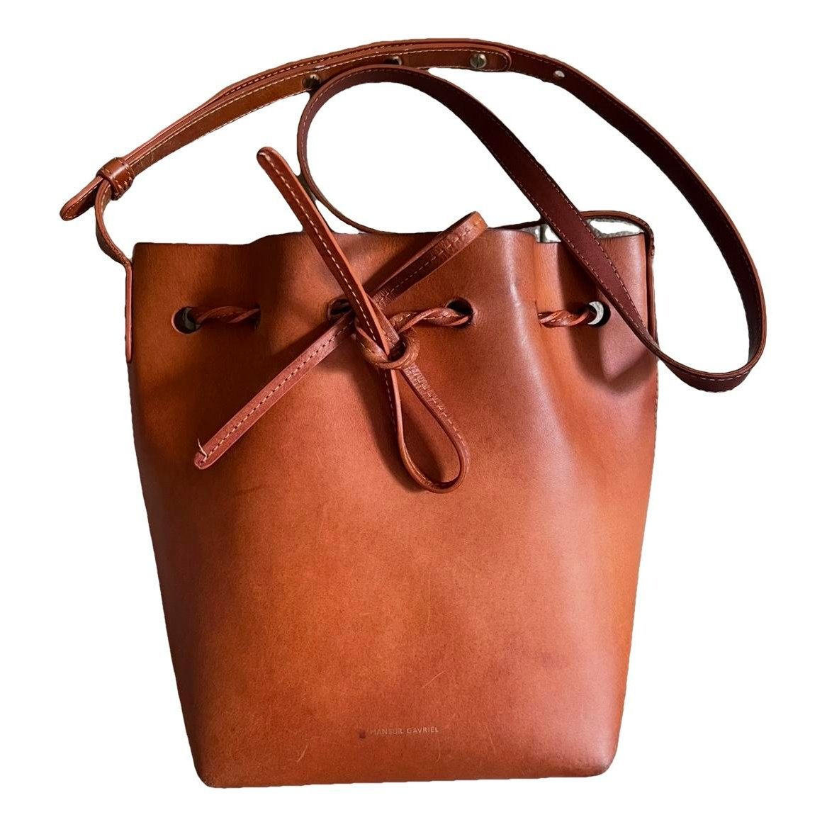 Bucket leather handbag