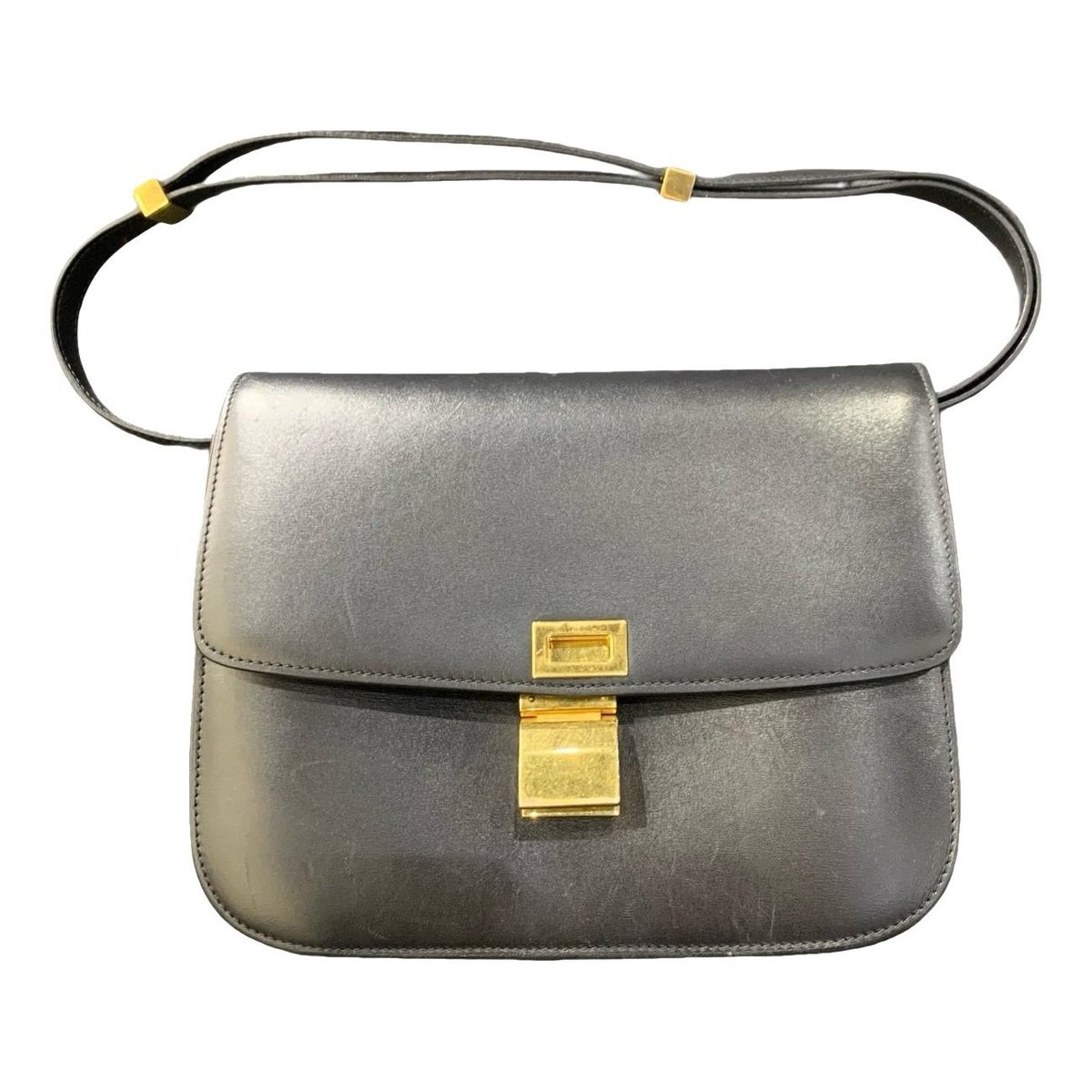 Clasp box leather handbag