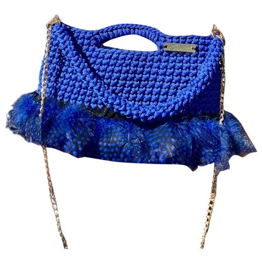 Crochet vegan leather handbag