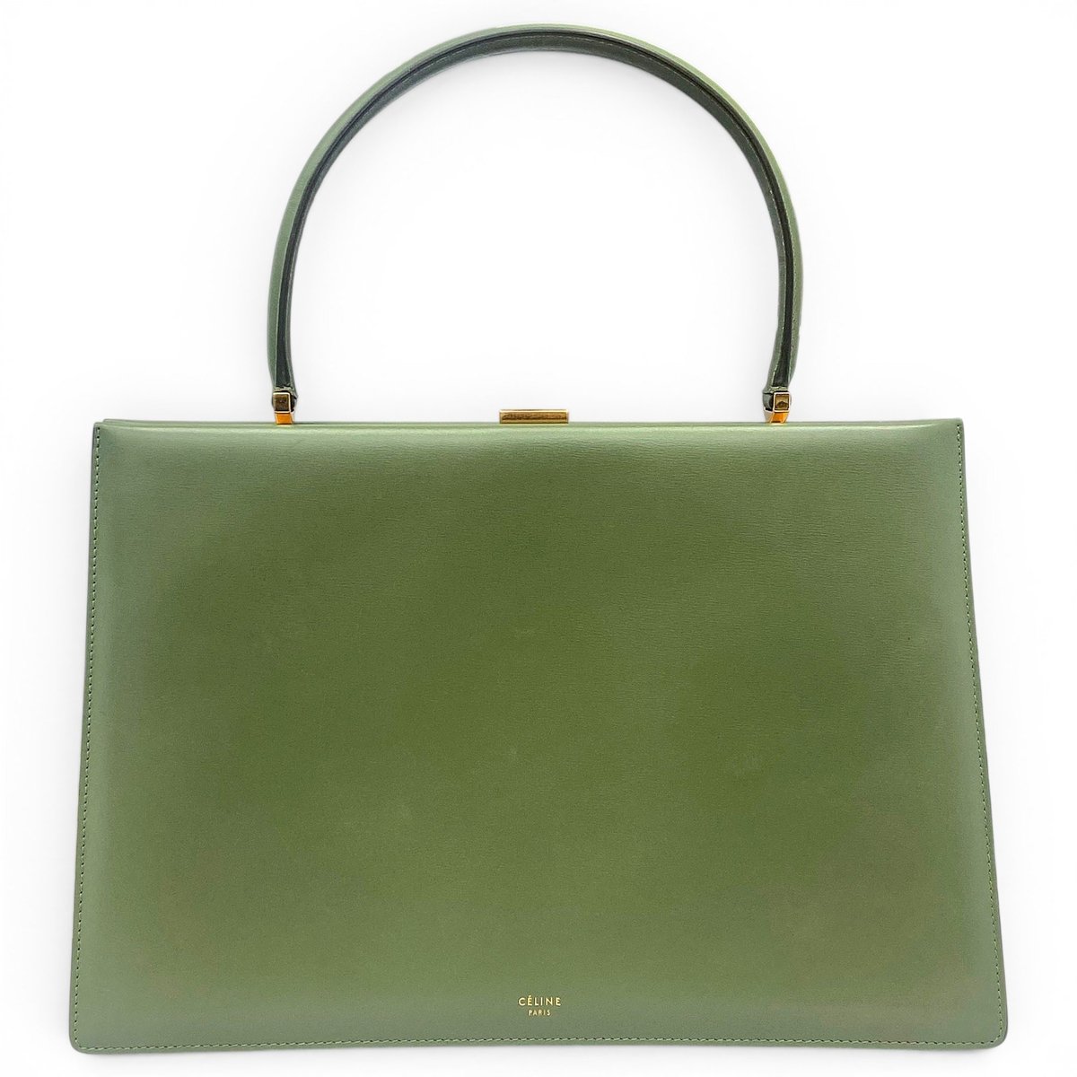 Clasp leather handbag