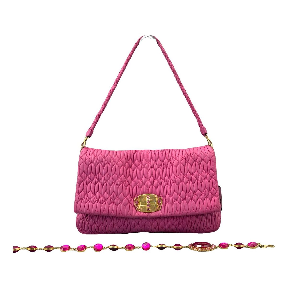 Miu Crystal leather handbag