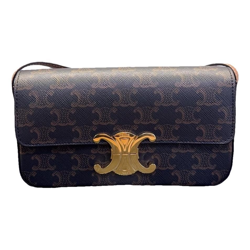 Triomphe chain leather handbag
