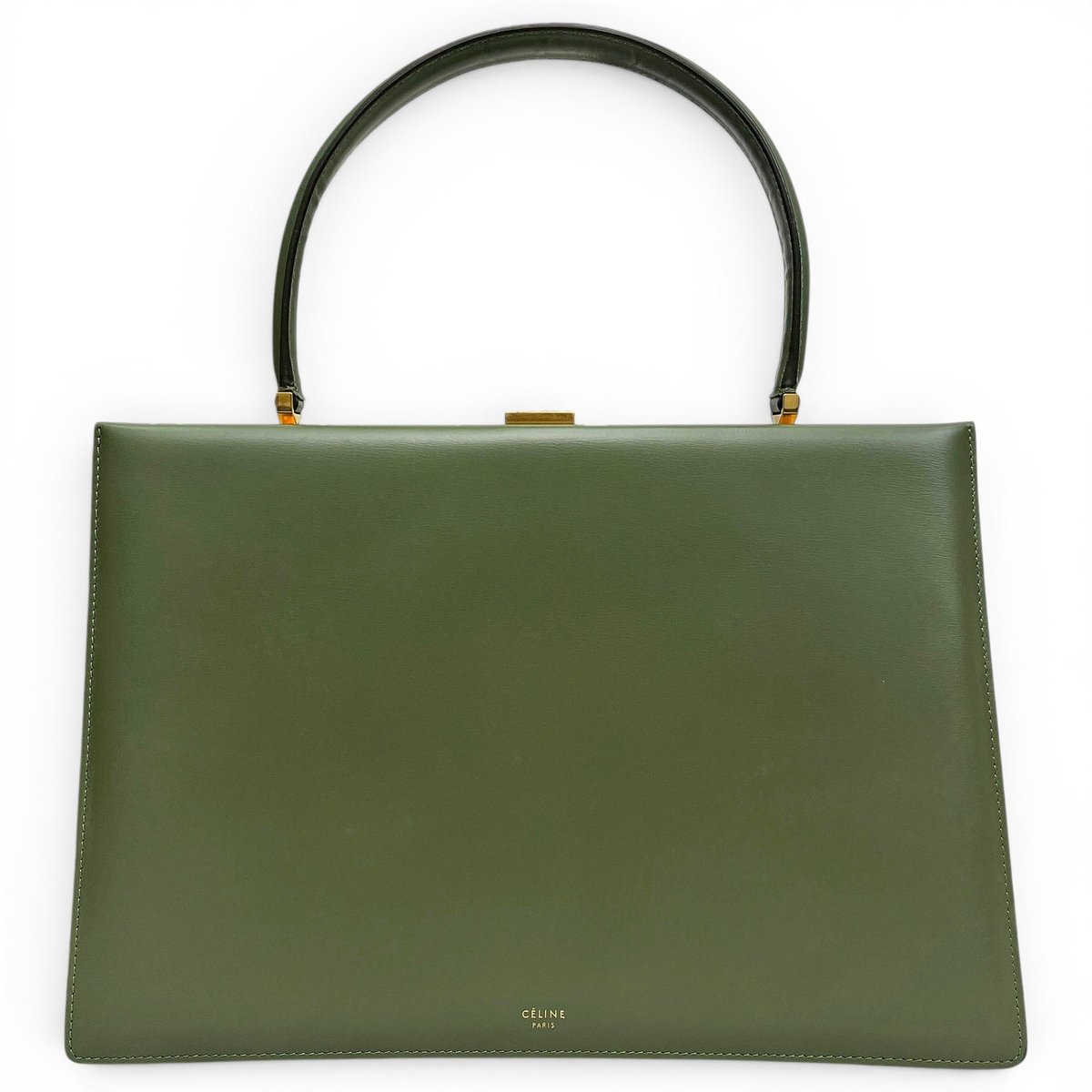 Clasp leather handbag