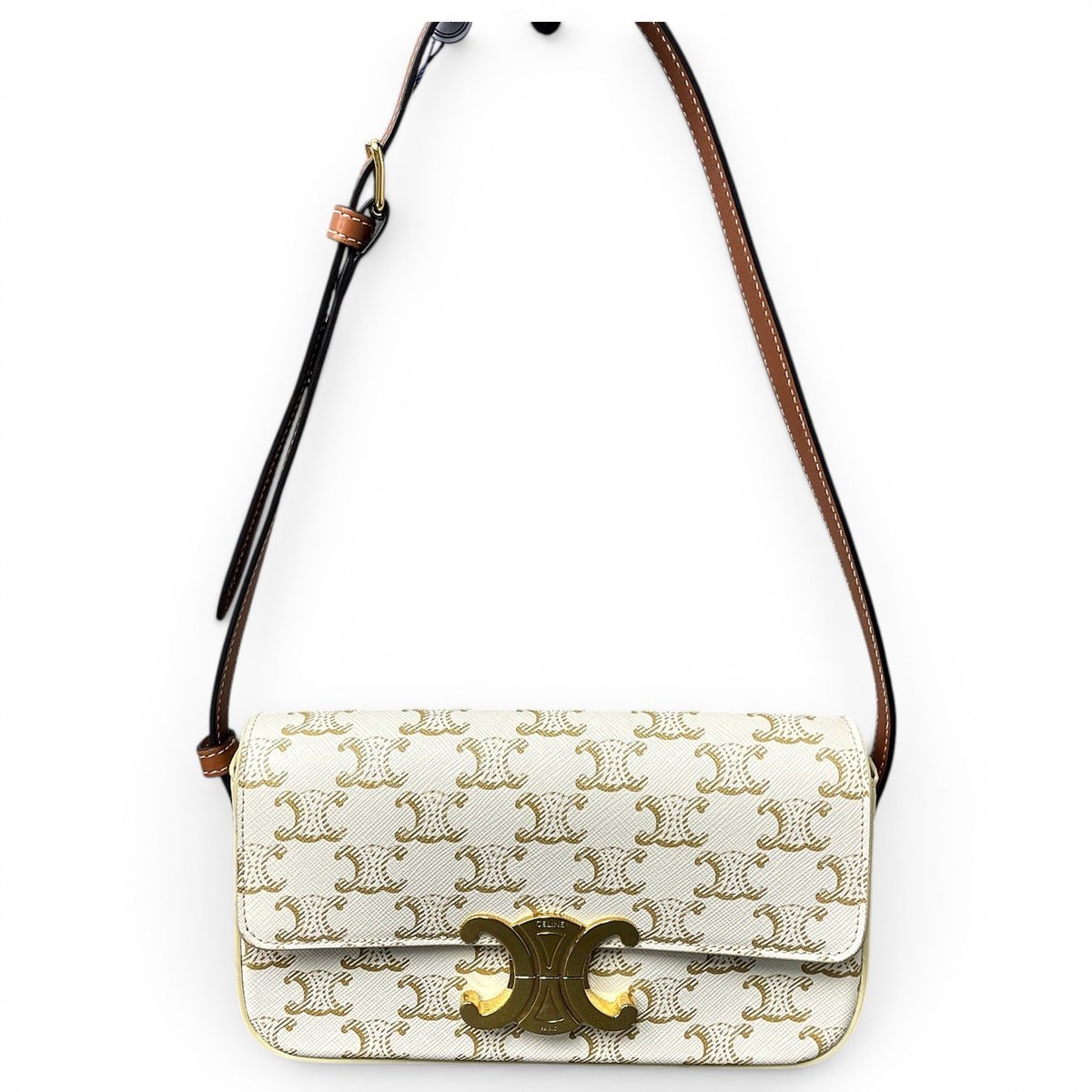 Triomphe chain leather handbag