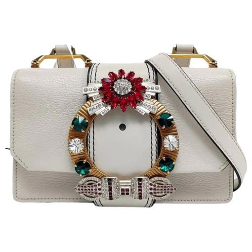 Miu Lady leather crossbody bag