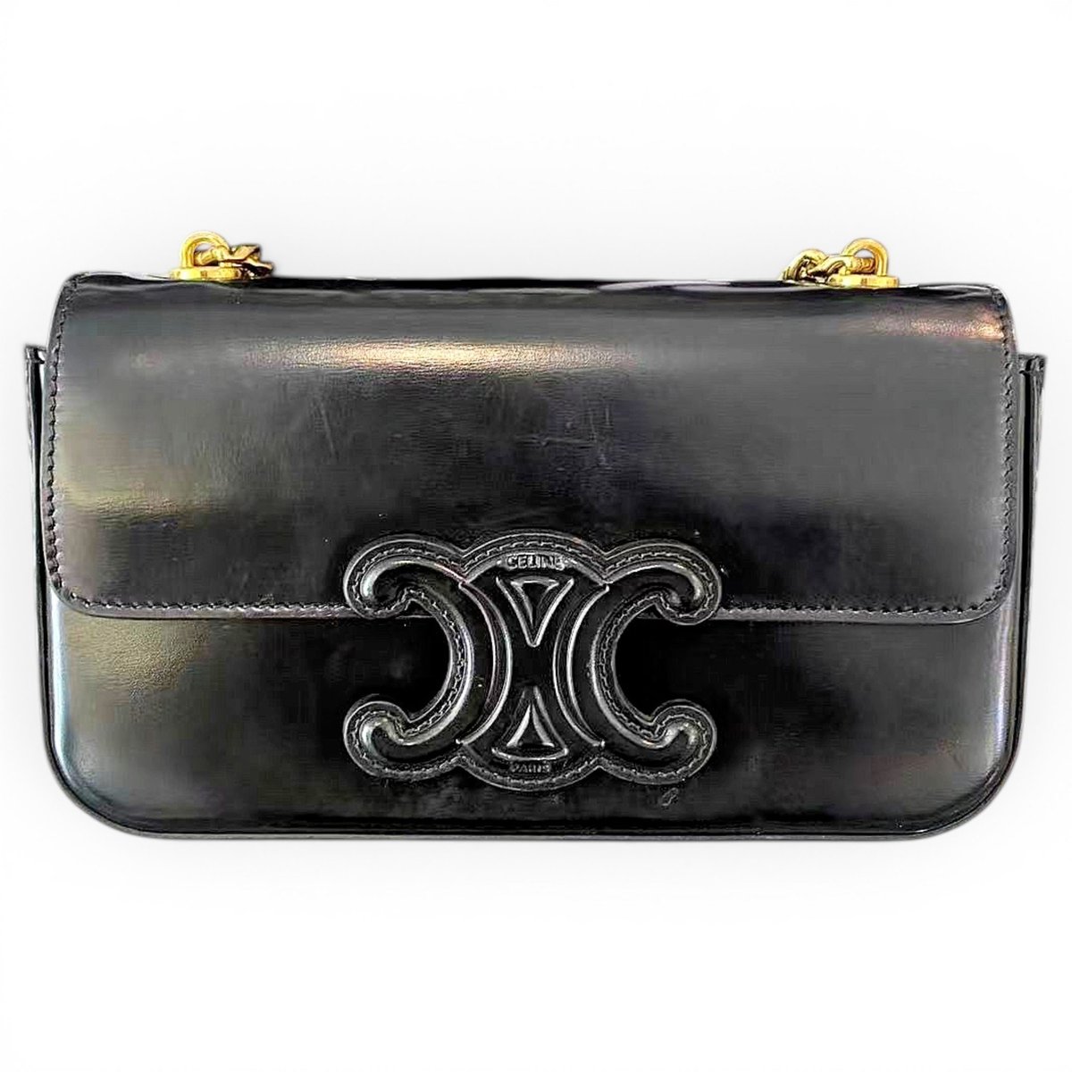Triomphe chain leather handbag