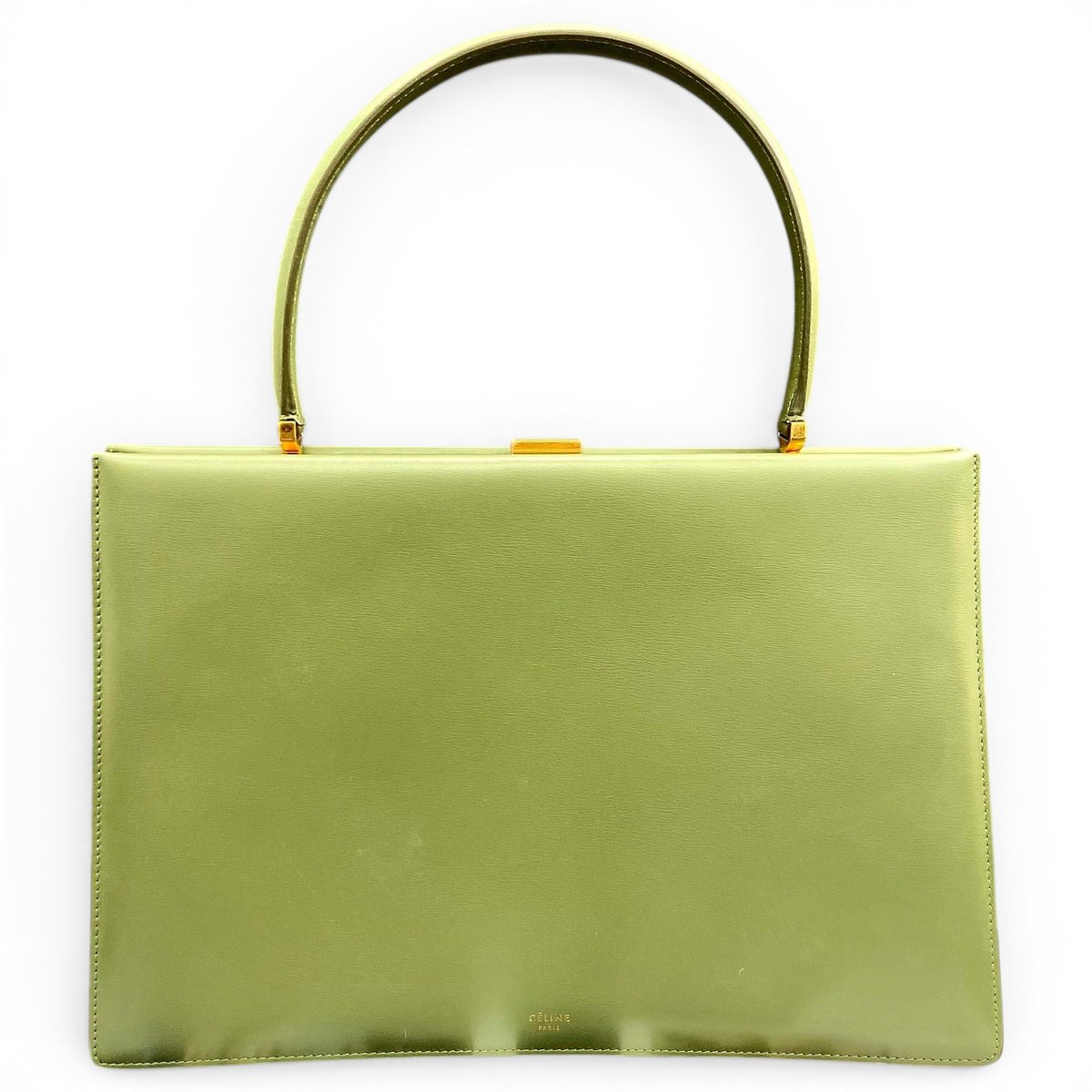 Clasp leather handbag