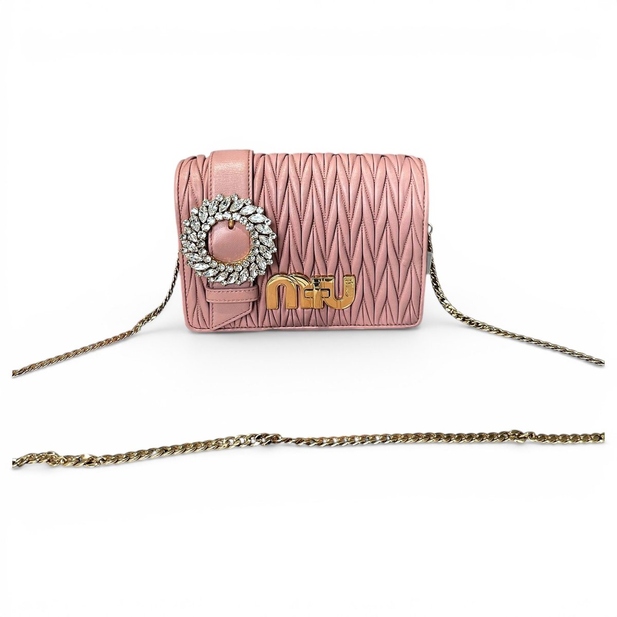 Miu Crystal leather handbag