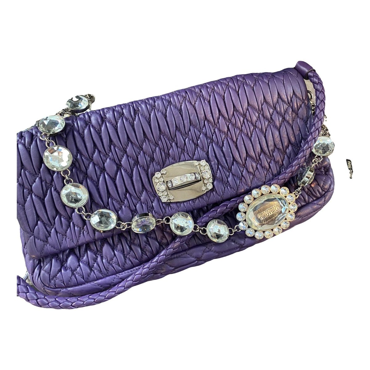 Miu Crystal leather handbag