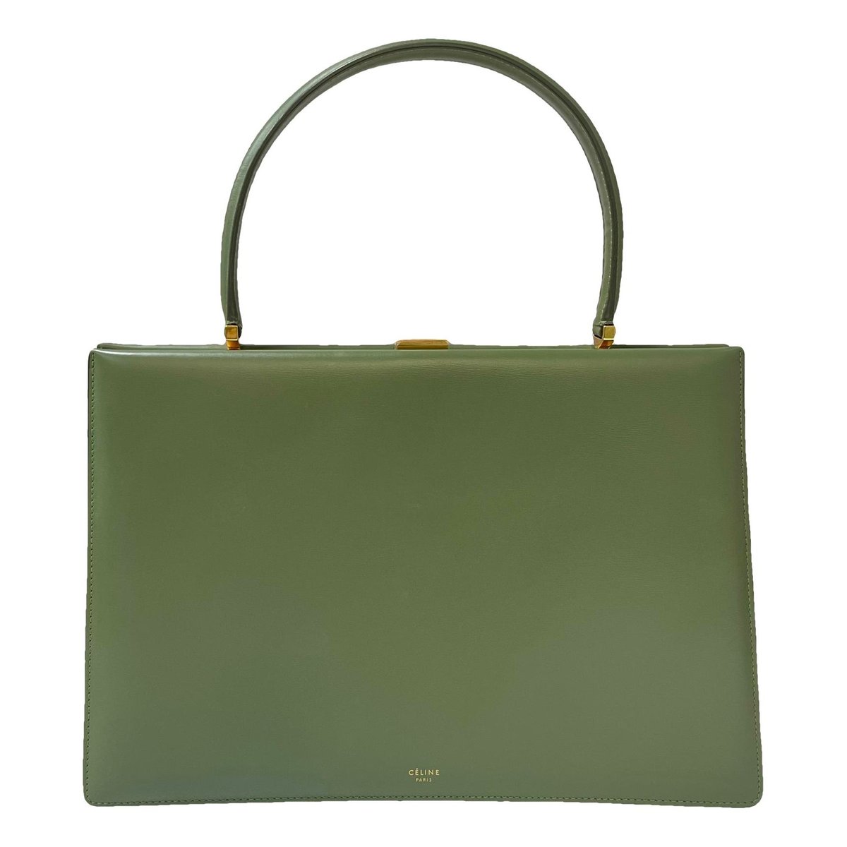 Clasp leather handbag