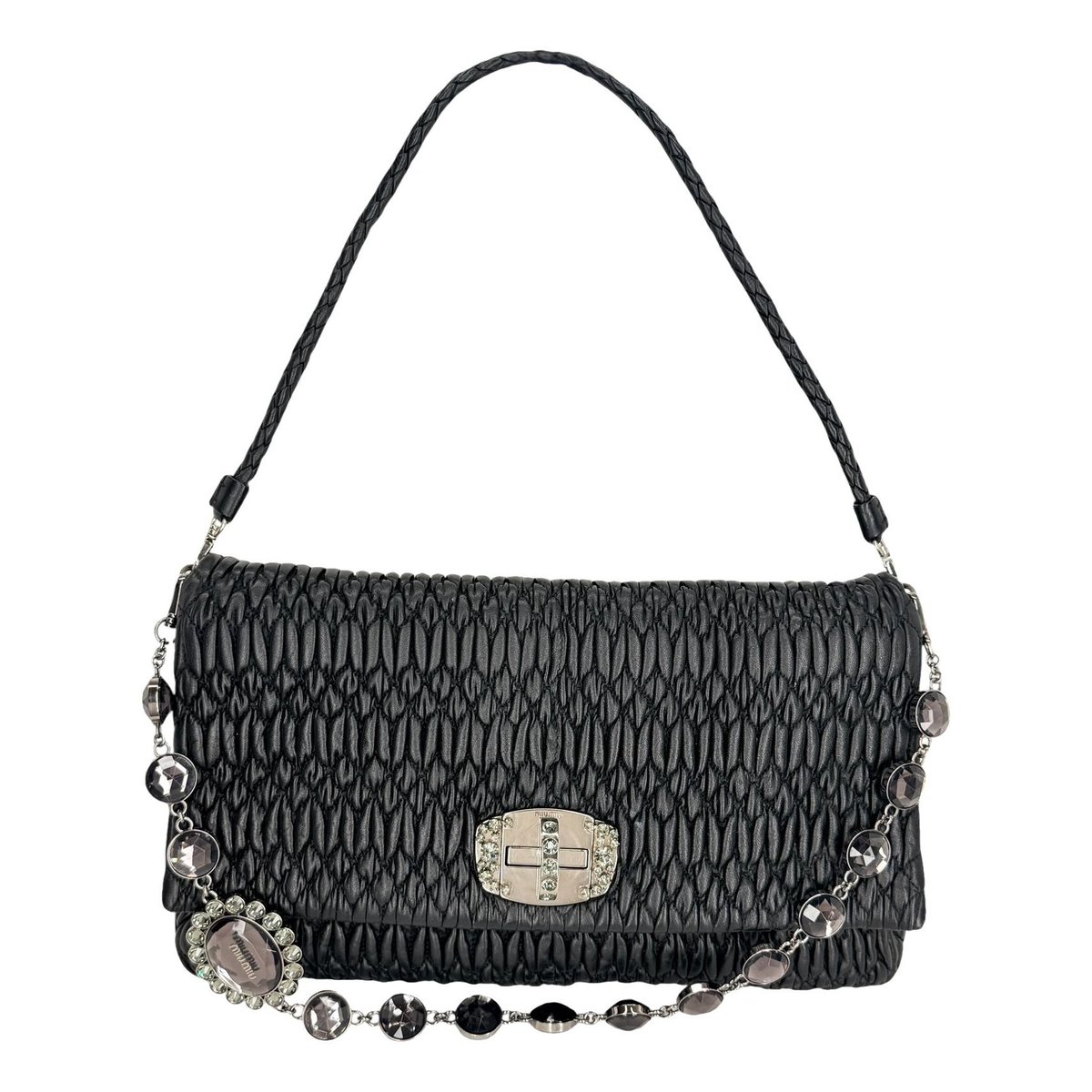 Miu Crystal leather handbag