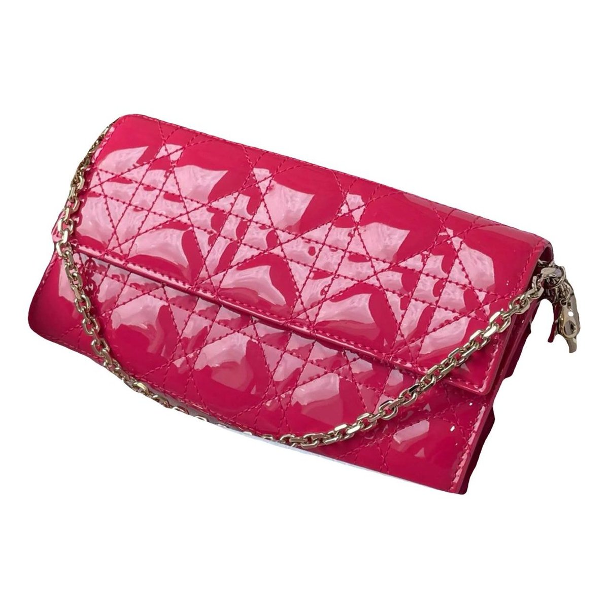 Lady Dior Wallet On Chain patent leather handbag