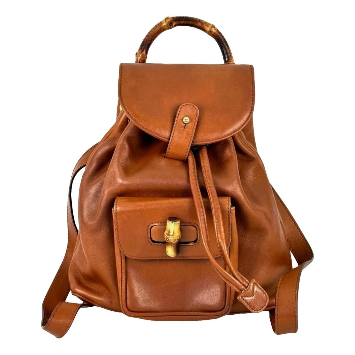 Bamboo Tassel Oval leather backpack
