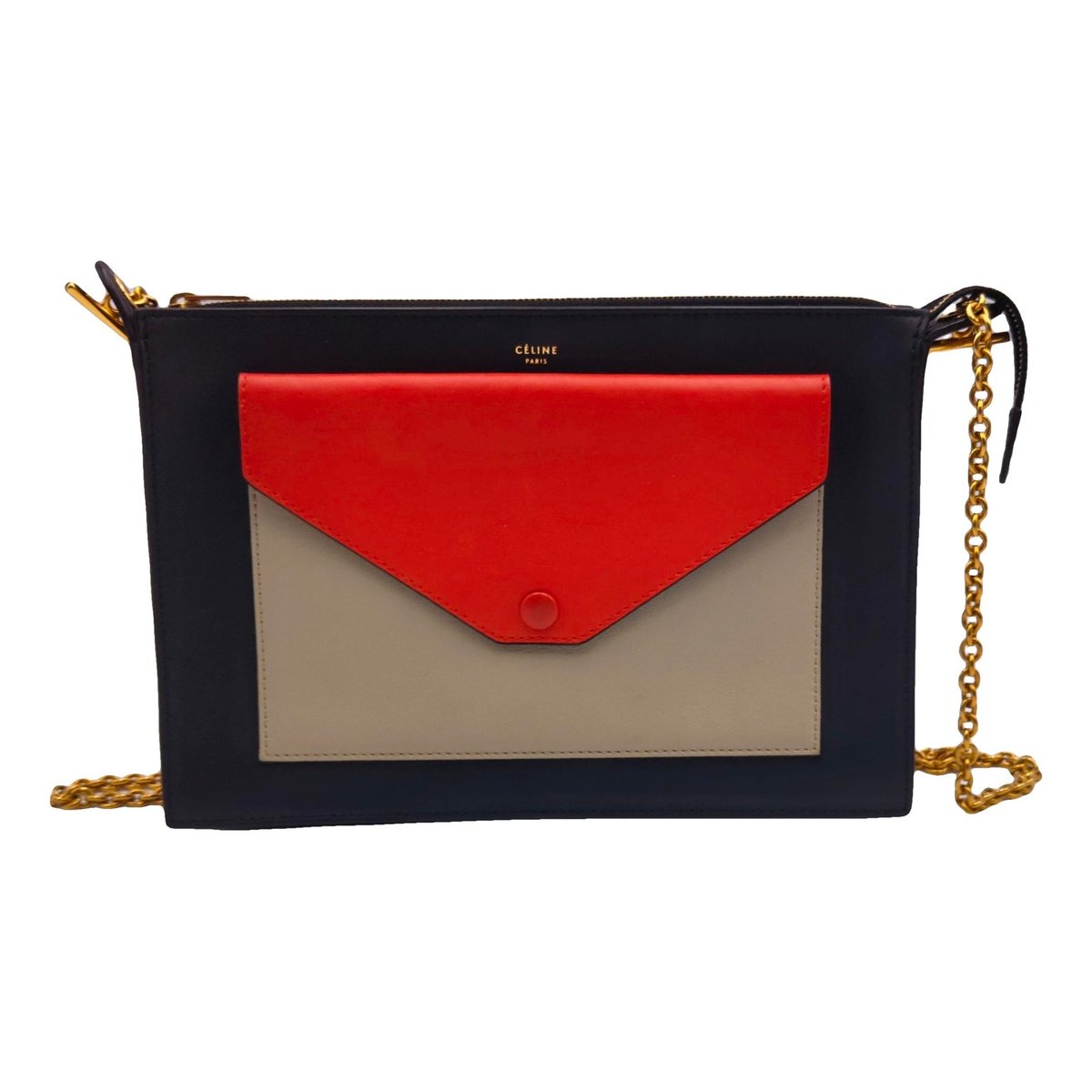 Pocket leather crossbody bag
